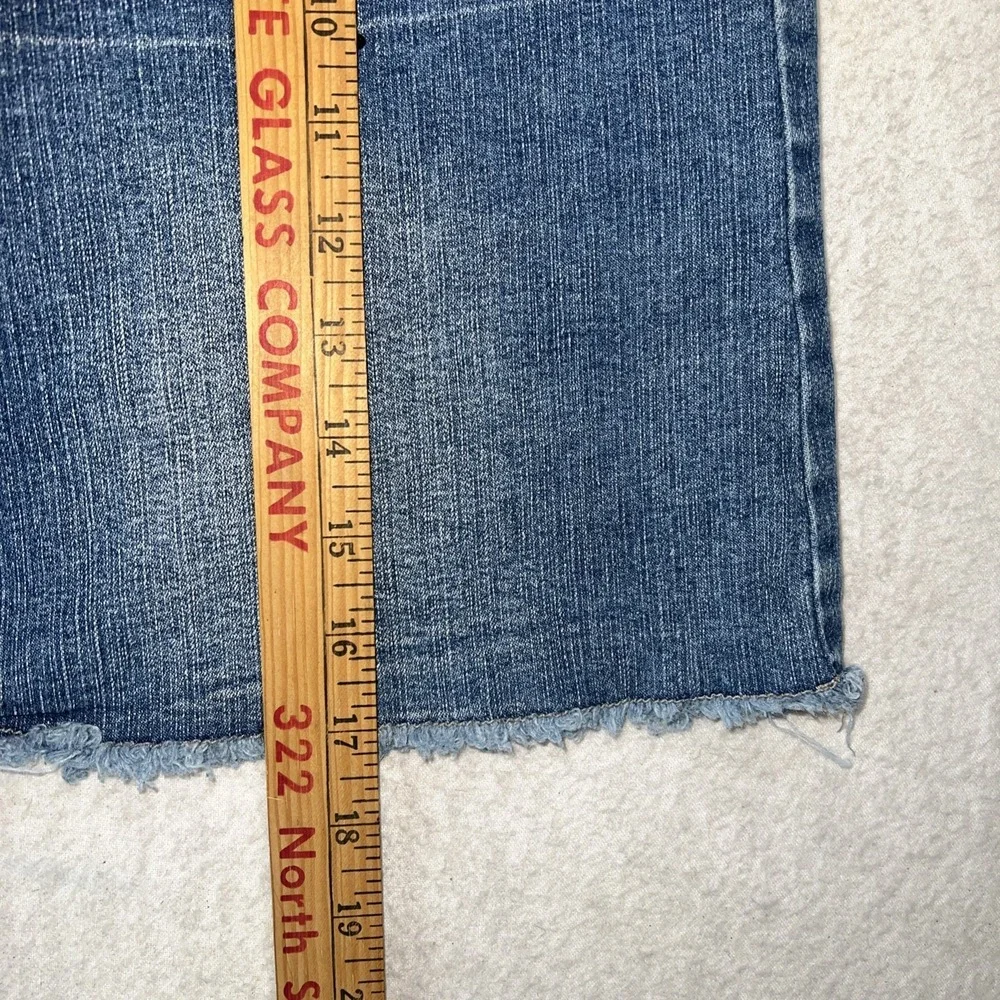 Arizona Jean Co. Y2K Denim Mini Skirt Embellished Raw Edge Sz 16.5‎